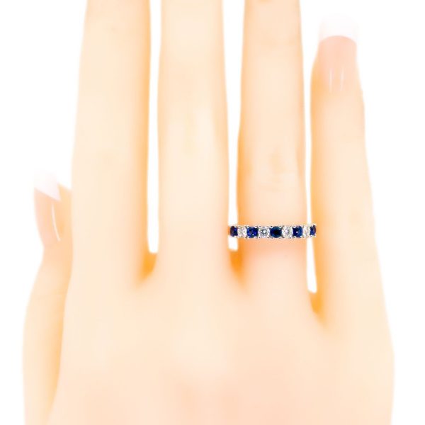 Modern Sapphire Diamond Half Eternity Ring