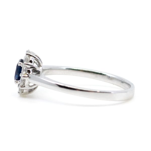 Modern Sapphire and Diamond 18ct White Gold Ring