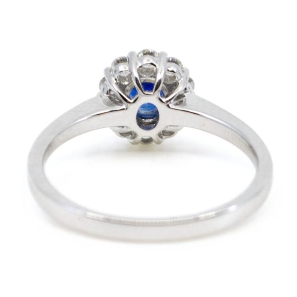 Modern Sapphire and Diamond 18ct White Gold Ring