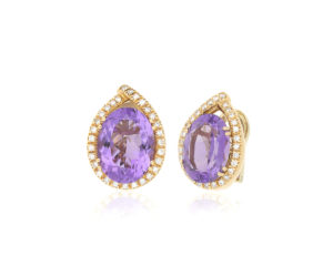 Fine Amethyst and Diamond Earrings, 18ct Yellow Gold