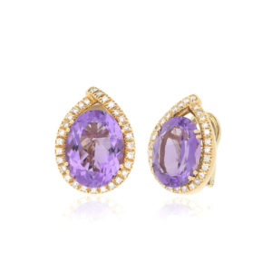 Fine Amethyst and Diamond Earrings, 18ct Yellow Gold