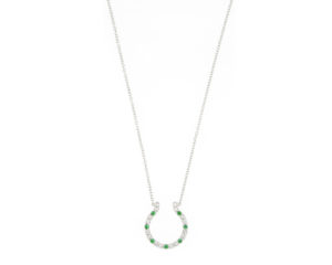 Emerald and Diamond Horseshoe Pendant Necklace, 18ct White Gold