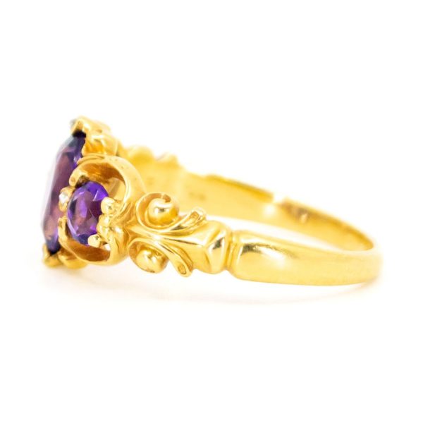 Vintage Amethyst Rose Cut Diamond Gold Ring