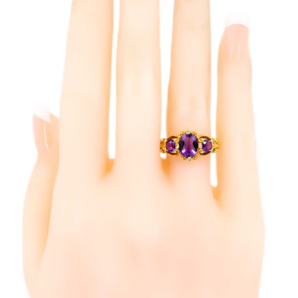 Vintage Amethyst Rose Cut Diamond Gold Ring