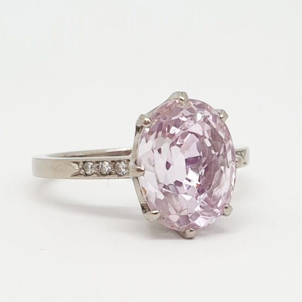 Vintage Pink Sapphire and Diamond Gold Ring