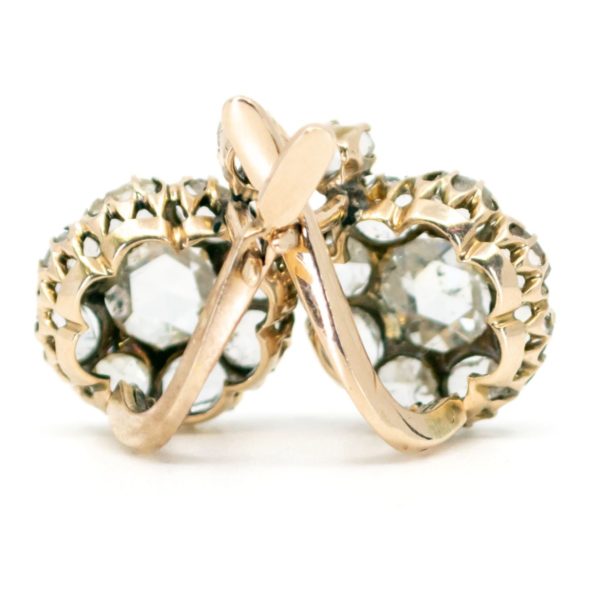 Vintage Rose Cut Diamond Drop Gold Earrings