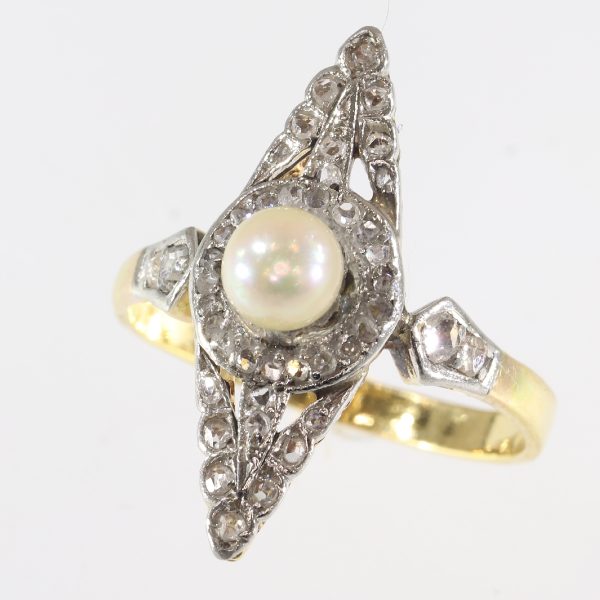 Late Victorian ring pearl diamond