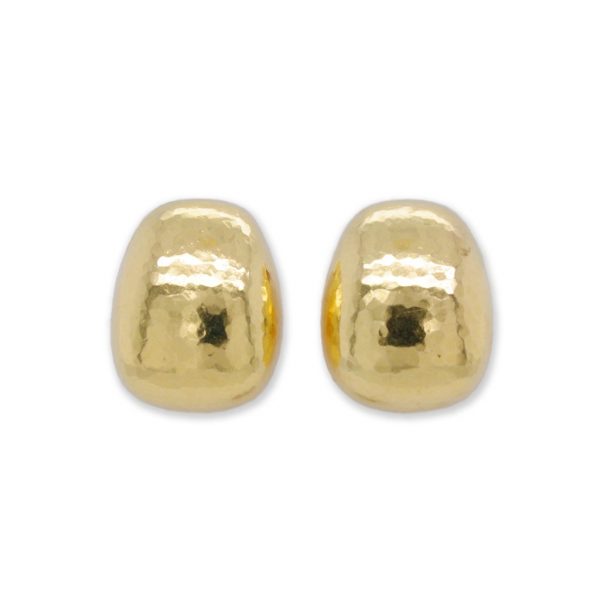 De Vrooment Hammered Gold Clip-On Earrings, 18ct Yellow Gold
