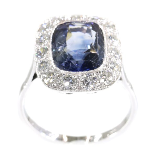 Antique Art Deco 7ct Sapphire Diamond Ring