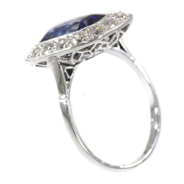 Antique Art Deco 7ct Sapphire Diamond Ring