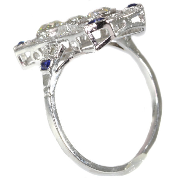 Antique Art Deco Diamond Sapphire Platinum Ring
