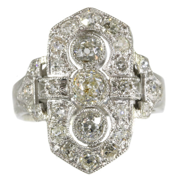 Antique Art Deco Old Brilliant Cut Diamond Platinum Ring