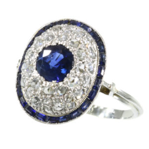 Antique Art Deco Sapphire Diamond Target Ring