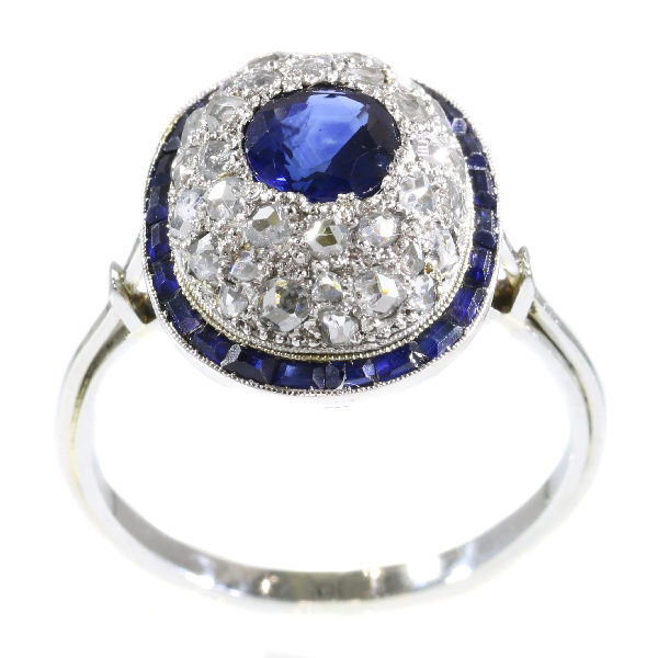 Antique Art Deco Sapphire Diamond Target Ring