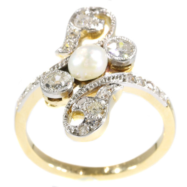 Antique Belle Époque Diamond Pearl Ring
