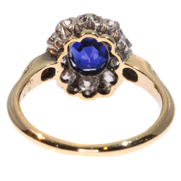Antique Victorian Burma Sapphire Diamond Cluster Ring