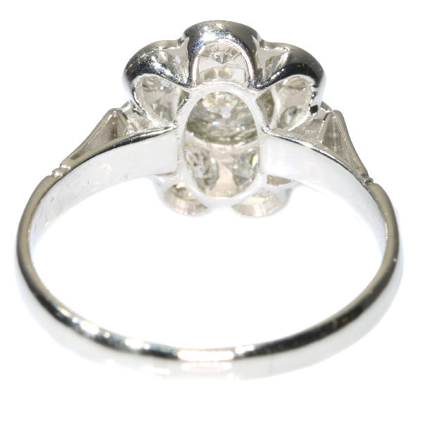 Vintage 1.32ct Diamond Cluster Platinum Ring