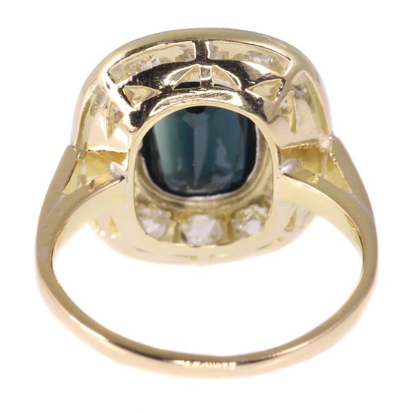 Vintage 2.30ct Sapphire Diamond Cluster Ring