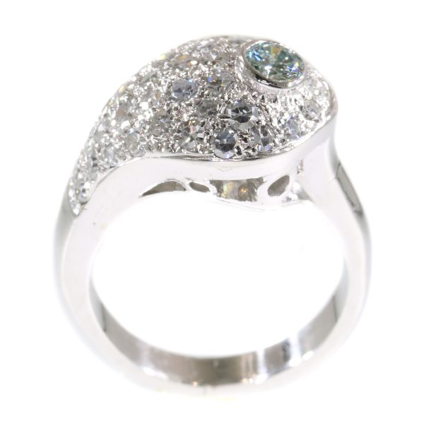 Vintage Light Blue Diamond Ring