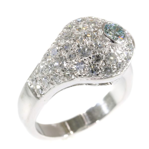 Vintage Light Blue Diamond Ring