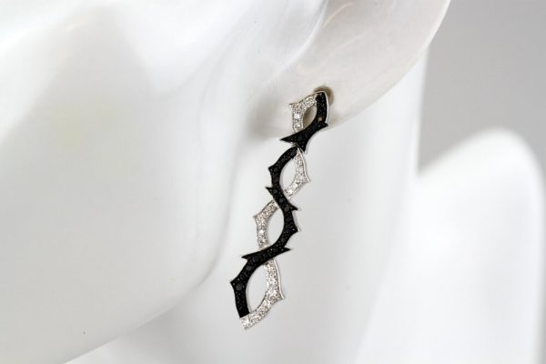 Stephen Webster Black and White Diamond Earrings, 18ct White Gold