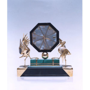Fine 18ct Gold and Diamond Set Crane Clock