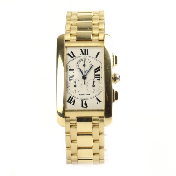 Cartier Tank Americaine Chronograph 18ct Yellow Gold Gents Watch