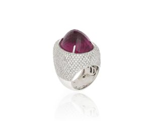 6.25ct Rubelite and Diamond Ring, 18ct White Gold