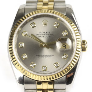 Rolex Datejust Steel & Gold Gray Diamond Dial 36mm Watch