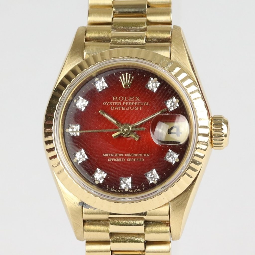 Rolex Ladies Oyster Perpetual Datejust Red Gradient Diamond Dial 26mm