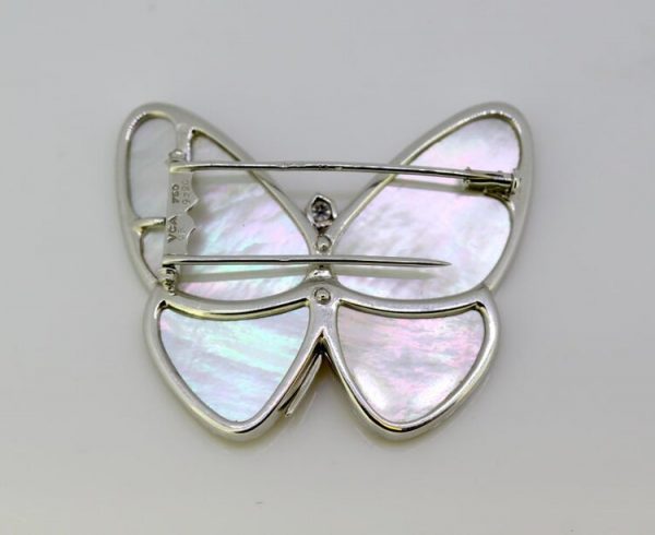 Van Cleef and Arpels 18ct White Gold and Mother of Pearl Butterfly Brooch