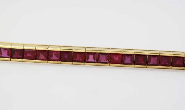 Vintage 8.00ct Burma Ruby Tennis Bracelet, 18ct Yellow Gold