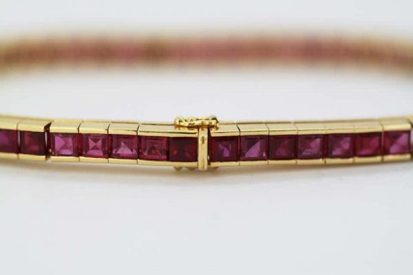 Vintage 8.00ct Burma Ruby Tennis Bracelet, 18ct Yellow Gold