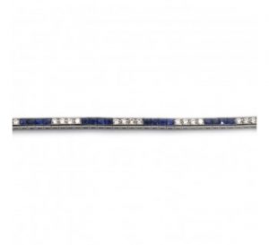 Sapphire, Diamond and Platinum Line Bracelet, 5.49 carat total