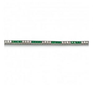 Emerald Diamond and Platinum Line Bracelet, 4.49 carat total