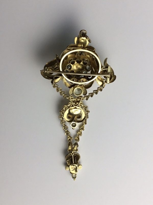 Antique Georgian Gem Set Brooch Pendant in High Carat Gold