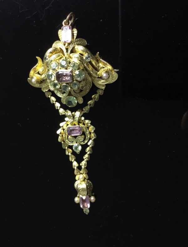 Antique Georgian Gem Set Brooch Pendant in High Carat Gold