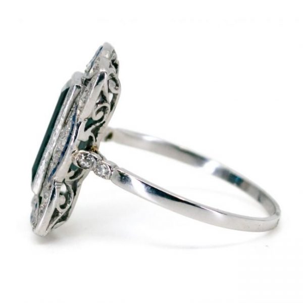 Art Deco Style Sapphire, Diamond and Platinum Dress Ring, 2.50 carats
