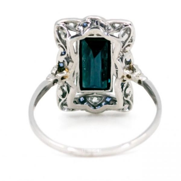 Art Deco Style Sapphire, Diamond and Platinum Dress Ring, 2.50 carats