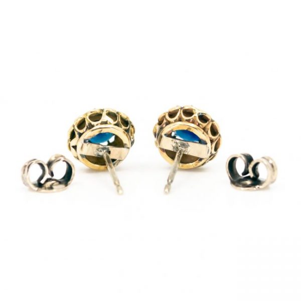 Vintage Sapphire and Diamond Cluster Earrings, 2.00 carats