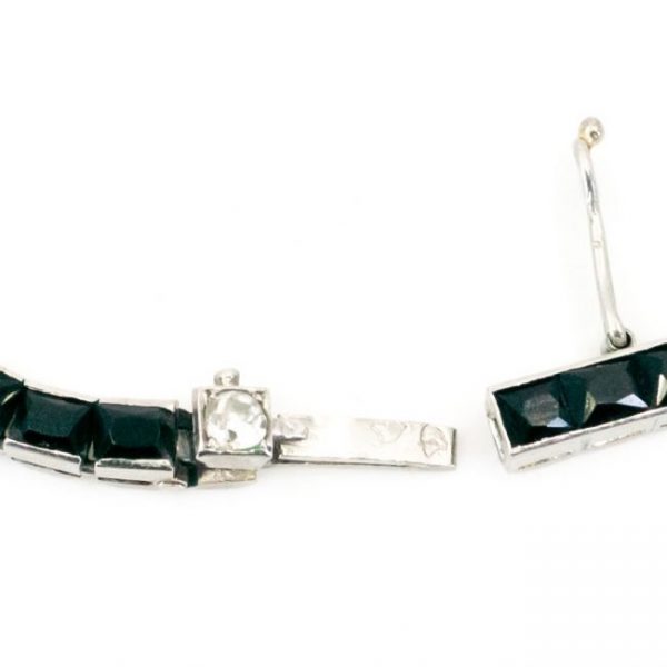 Vintage Onyx and Diamond Line Bracelet in Platinum, 0.75 carats