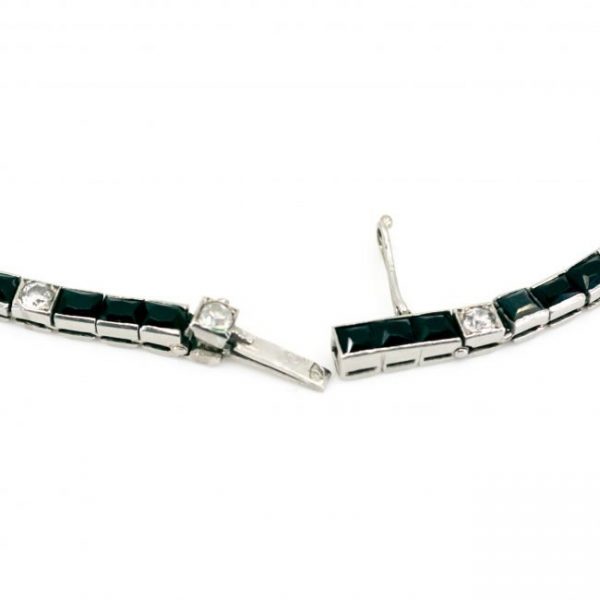 Vintage Onyx and Diamond Line Bracelet in Platinum, 0.75 carats