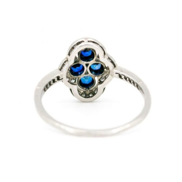 Vintage Sapphire, Diamond and Platinum Plaque Ring, 0.80 carats