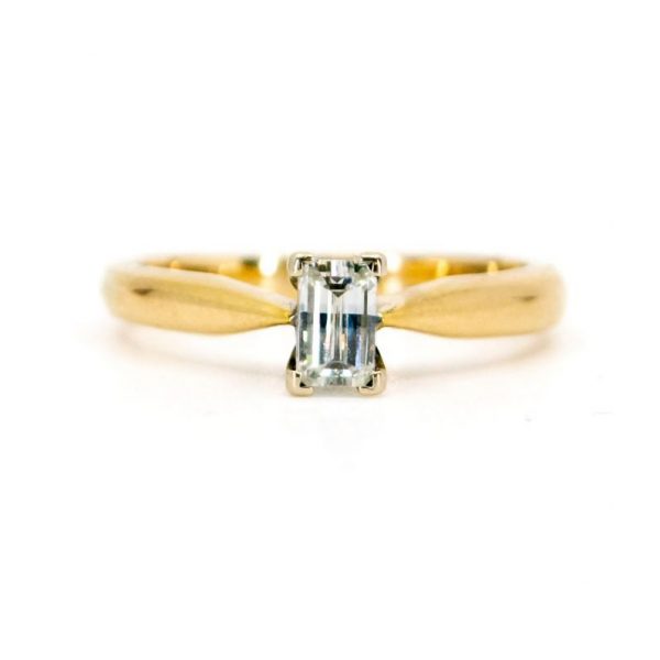 Vintage Carre-Cut 0.35ct Diamond Solitaire Engagement Ring