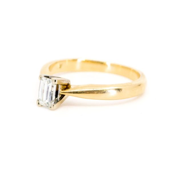 Vintage Carre-Cut 0.35ct Diamond Solitaire Engagement Ring