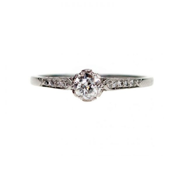 Vintage Old-Cut Diamond and Platinum Engagement Ring, 0.65 carat total