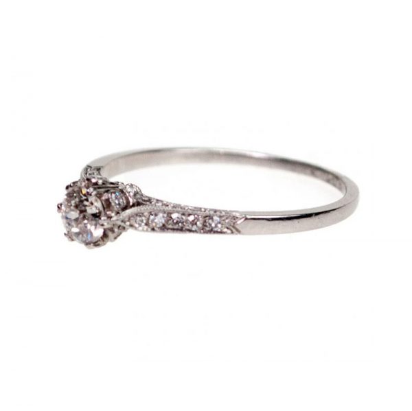 Vintage Old-Cut Diamond and Platinum Engagement Ring, 0.65 carat total