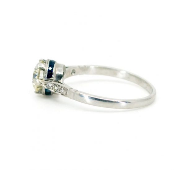 Vintage Diamond, Sapphire and Platinum Engagement Ring, 1.21 carats