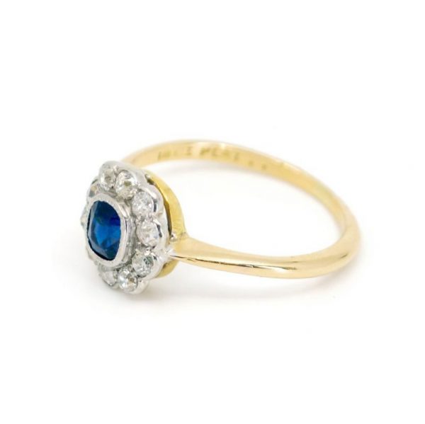 Antique Edwardian Sapphire and Diamond Flower Cluster Ring, 0.80cts