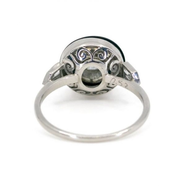 Art Deco Style Diamond, Onyx and Platinum Target Ring, 0.67cts